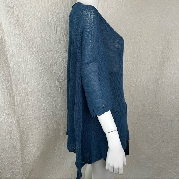 Cheyenne OSFM Teal Boatneck Sweater with Pointelle Hem - Picture 10 of 12